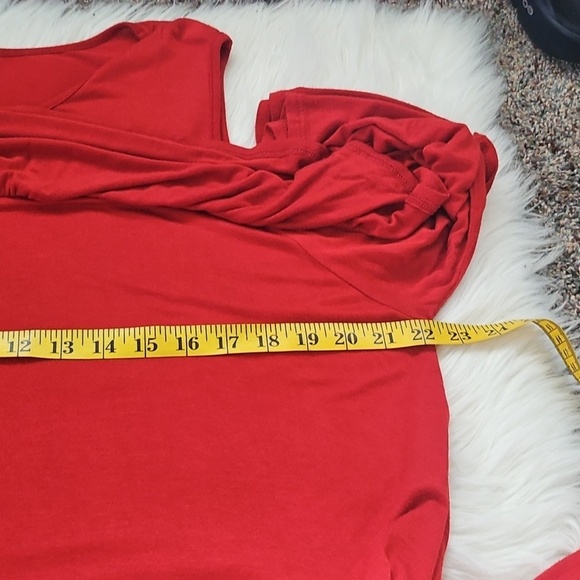 Watermelon Rust Color Cold Shoulder Dress with Ruffle - Picture 8 of 12